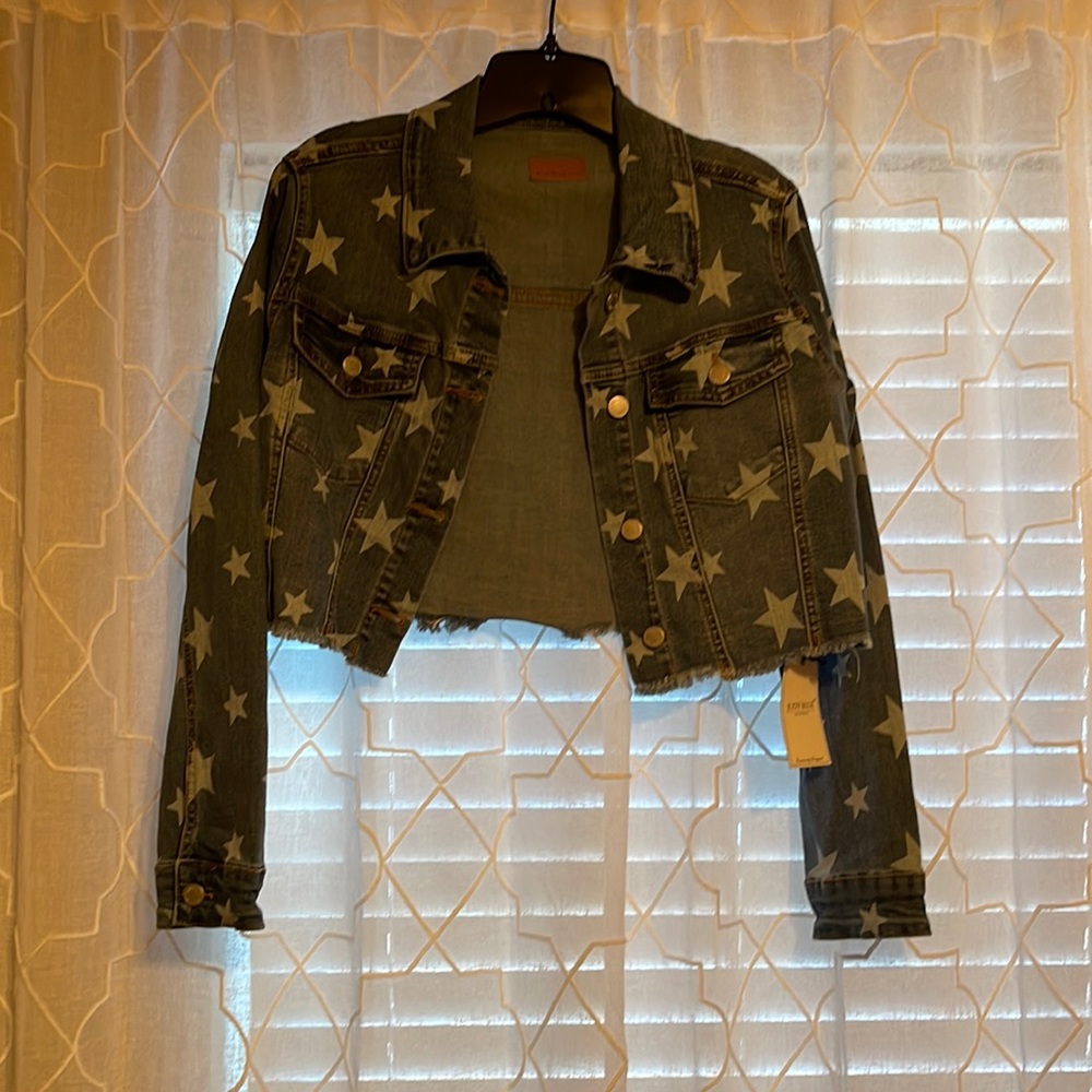 Cropped Denim Jacket with Stars